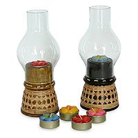 NOVICA Teak and rattan Lighthouse (pair)