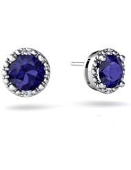 Created Sapphire 14kt White Gold Earrings