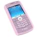 Blackberry Pearl 8100 8100c PDA Accessory Bundle Kit- Transparent Pink Silicone Skin Case + Premium Reusable LCD Screen Guard Protector with Lint Cleaning Cloth By Ikross
