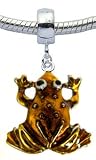 Lovely 3D Silver plated Frog charm - fits pandora & troll bracelets - hand polished and hand finished to fine jewellery standard - hand painted enamel colouring