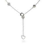 Eve's Addiction Heart Link Lariat Sterling Silver Necklace