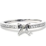 1/5CT Diamond Engagement Semi Mount Ring 14K White Gold Pave Thin Petite Pave