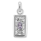 .925 Silver & Amethyst Rectangular Pendant