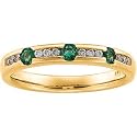 14K Yellow Gold Emerald & Diamond Anniversary Band Ring