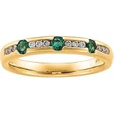 14K Yellow Gold Emerald & Diamond Anniversary Band Ring