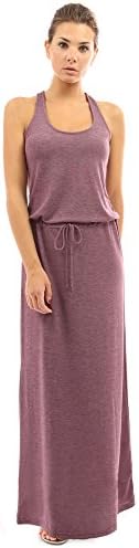 PattyBoutik Women's Drawstring Waist Maxi Dress (Rosy Brown S)