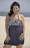 Circle Line Plus Size Bandeau Swimdress Swimsuit - Women's Swimsuit Plus Size Swimsuits