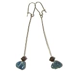 Apatite Earrings 01 Dangle Blue Stone Nugget Gunmetal Bead Gemstone Crystal Healing Reiki Natural Rock 3.4