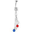Red White Blue Crystal Sports Team Belly Ring