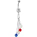 Red White Blue Crystal Sports Team Belly Ring