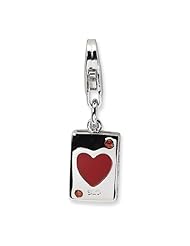 New Amore La Vita Sterling Silver 3-D Heart Card Charm with Lobster Clasp