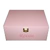 Pink Personalised Wooden Baby Keepsake or Memory Boxes wiith Name in Darker Pink - Maternity or Christening Gift