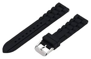 20mm Premium Silicone Solid Black - Easily Interchangeable Replacement Watch Band / Strap - Fits All Watches!!!