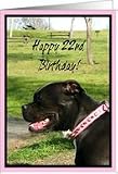 Happy 22nd Birthday Black Pitbull Card