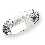 Sterling Silver 4mm Diamond-cut Band Ring - Size 8