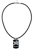 Image of Police Rock Star Stainless Steel Dogtag In Black Enamel On Black Cord Necklace