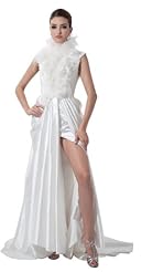 High-Neck Sleeveless Charmeuse/Organza/Satin Feathers Prom Dress 