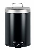 Brabantia Pedal Bin, 5litre, Matt Black with Matt Steel Lid