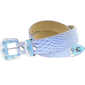 Small WESTERN Blue SNAKE SKIN Belt and Buckle by Western Earrings
