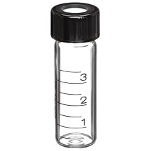Wheaton Glass Graduated Sample Vial in Vial File, with Open Top Phenolic PTFE-Faced Silicone Lined Cap Attached