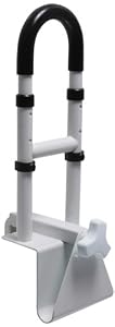 Drive Medical Adjustable Height Bathtub Grab Bar Safety Rail, White