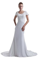 Charmeuse/Chiffon Short Sleeves Beaded Evening Dress 