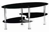Modern Lizzy Oval Coffee table with Shelf Black Glass & Chrome Legs 31Dpfy2EAGL. SL160