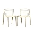 Baxton Studio Gioia Heavy-Duty White Plastic Slat-Back Side Chair, Set of 2