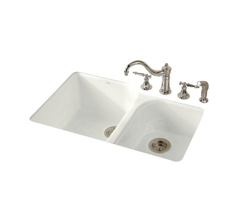 KOHLER K-5931-4U-0 Executive Chef Undercounter Kitchen Sink, White