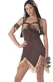 Womens Adult Costume Sexy Indian Princess Girl Outfit Native American Pocahontas Tiger Lily Lilly Brown Dress