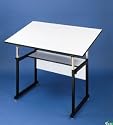Alvin Workmaster Jr Drafting Table, Black Base, 31in x 42in White Top, Rounded Corners