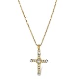 9ct Yellow Gold 0.25ct Diamond Set Cross On An 18 Prince Of Wales Chain