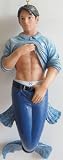 December Diamonds Denim Handsome Young Merman Pulling up his Polo Shirt to Reveal Boxers with DD on the Front, and Amazing 6 pack Abs-School Boy Handsome & Innocence.Denim is Handpainted & Gift Boxed Limited Edition.