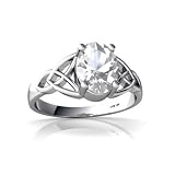 14K White Gold Oval Genuine White Topaz Celtic Trinity Ring