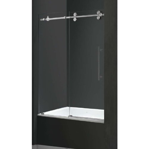 Vigo Industries VG6041STCL6066 Frameless Tempered Glass Sliding Enclosure, Steel