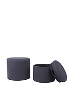 Home Office Set Puff Contenedor 2 Uds. Fasilla Antracita