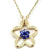 9ct Gold Colorful Flower 2-Way Pendant, 16" Chain