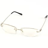 Fake Clear Lens Frameless Eyeglasses Rimless Silver
