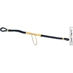 Watch Band Black Nylon Gold Buckle Safety Chain Part