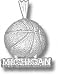Michigan Wolverines Solid Sterling Silver ''MICHIGAN'' Basketball Pendant