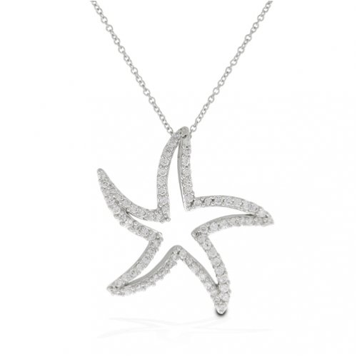 Bling Jewelry Sterling Silver Pave Encrusted Stylin\' Open Starfish Pendant