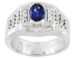 14K White Gold Man's Sapphire and Diamond Ring