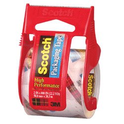 3M Scotch Packaging Tape in Sure Start Dispenser, Clear Size:142, 2 in x 800 in - 6 Rolls