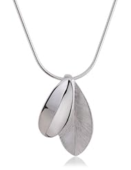 VINANI brand Germany 925 Sterling Silver Women Pendant 2 Leafs matte/shiny with Snake Chain Necklace ABG-S