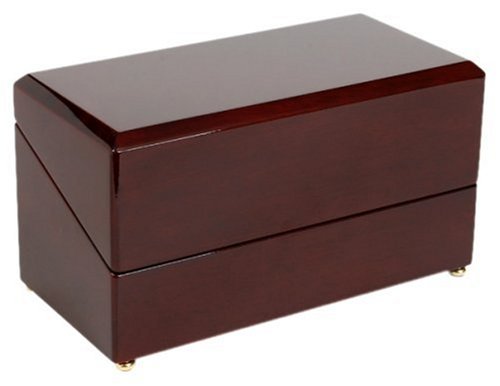 Rapport W130 Mahogany Double Watch Winder with Burgundy Interior