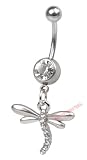 Dainty Dragonfly - Delicate & Cute Jeweled Belly Button Navel Ring CLEAR