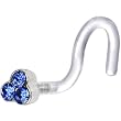 Bioplast Blue Trio Gem Nose Screw Ring