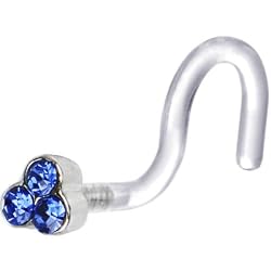 Bioplast Blue Trio Gem Nose Screw Ring