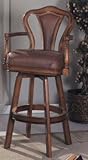 Antique Cherry Finish Wood SWIVEL BARSTOOL With Leather Upholstered Seat