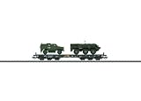 Marklin HO Scale Modern German Army (BW) Diecast Model, Type Samms 709 Flat Car With Dingo And Fuchs Vehicles (KFOR Markings)